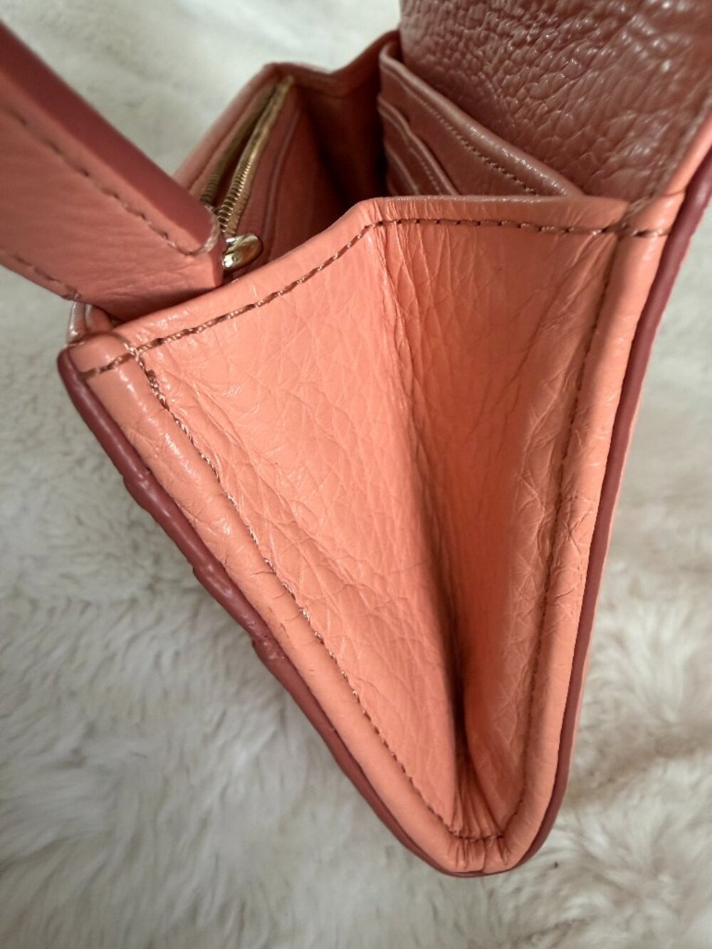 Tory Burch Amanda Envelope Continental Salmon Pink Leather Wallet - Picture 9 of 14